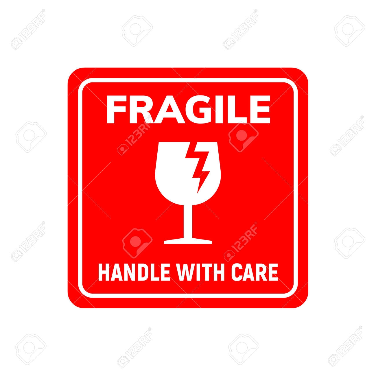 Fragile Sticker Care Handle Vector Label Glass Fragile Alert Icon 