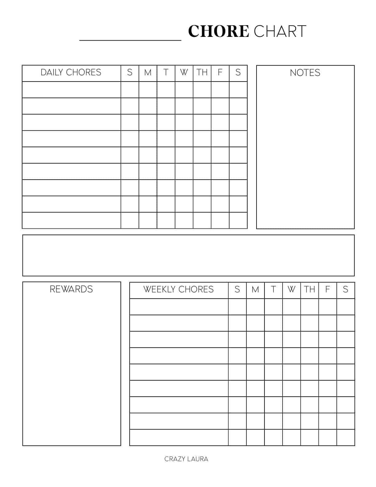 Free Printable Chore Charts Pdf