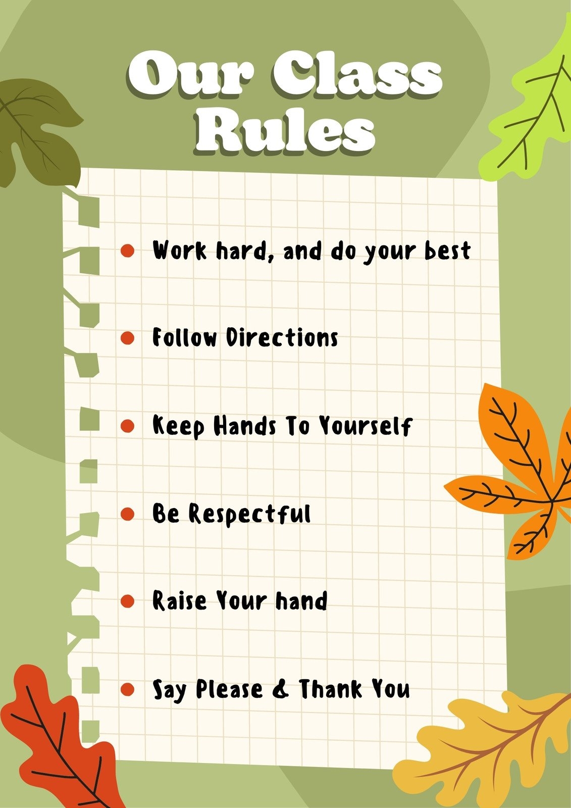 Free Printable Classroom Rules
