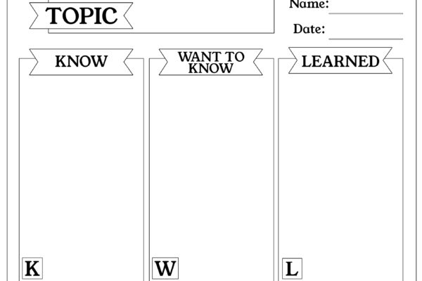 Free KWL Chart Printable Graphic Organizer Paper Trail Design