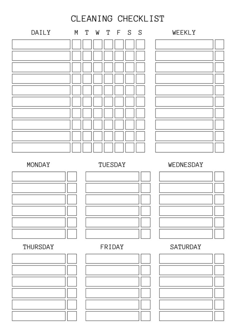 Free Printable Cleaning Checklist Templates Canva