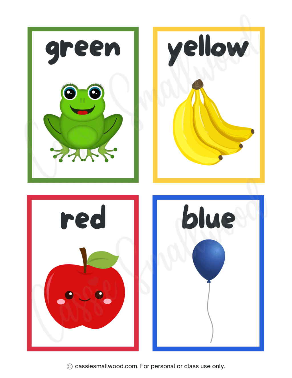 Free Printable Color Flashcards