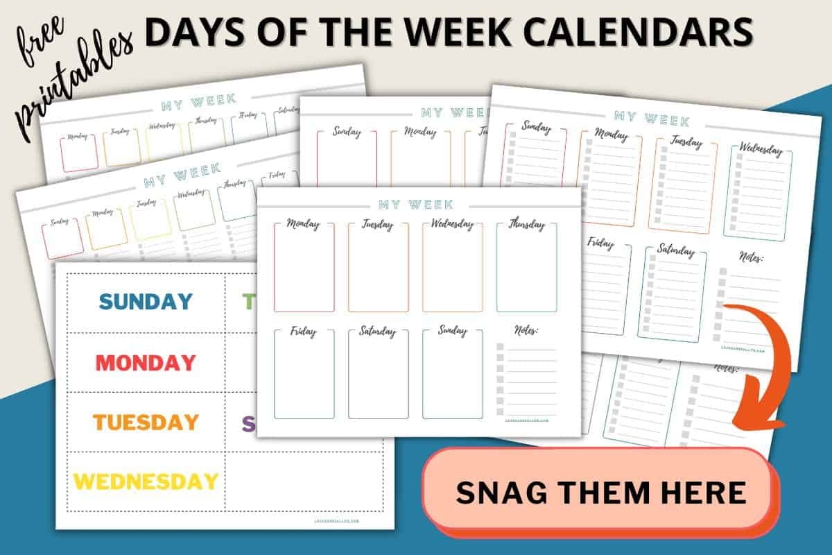 FREE Printable Days Of The Week Calendar Home Or Classroom 