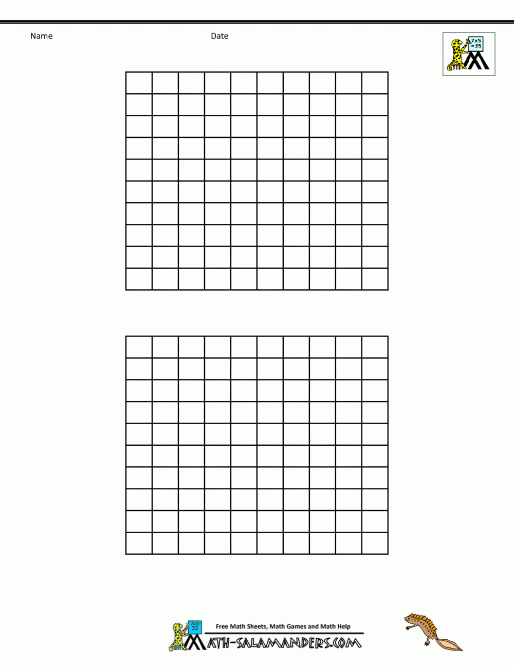 Blank 100 Chart Printable