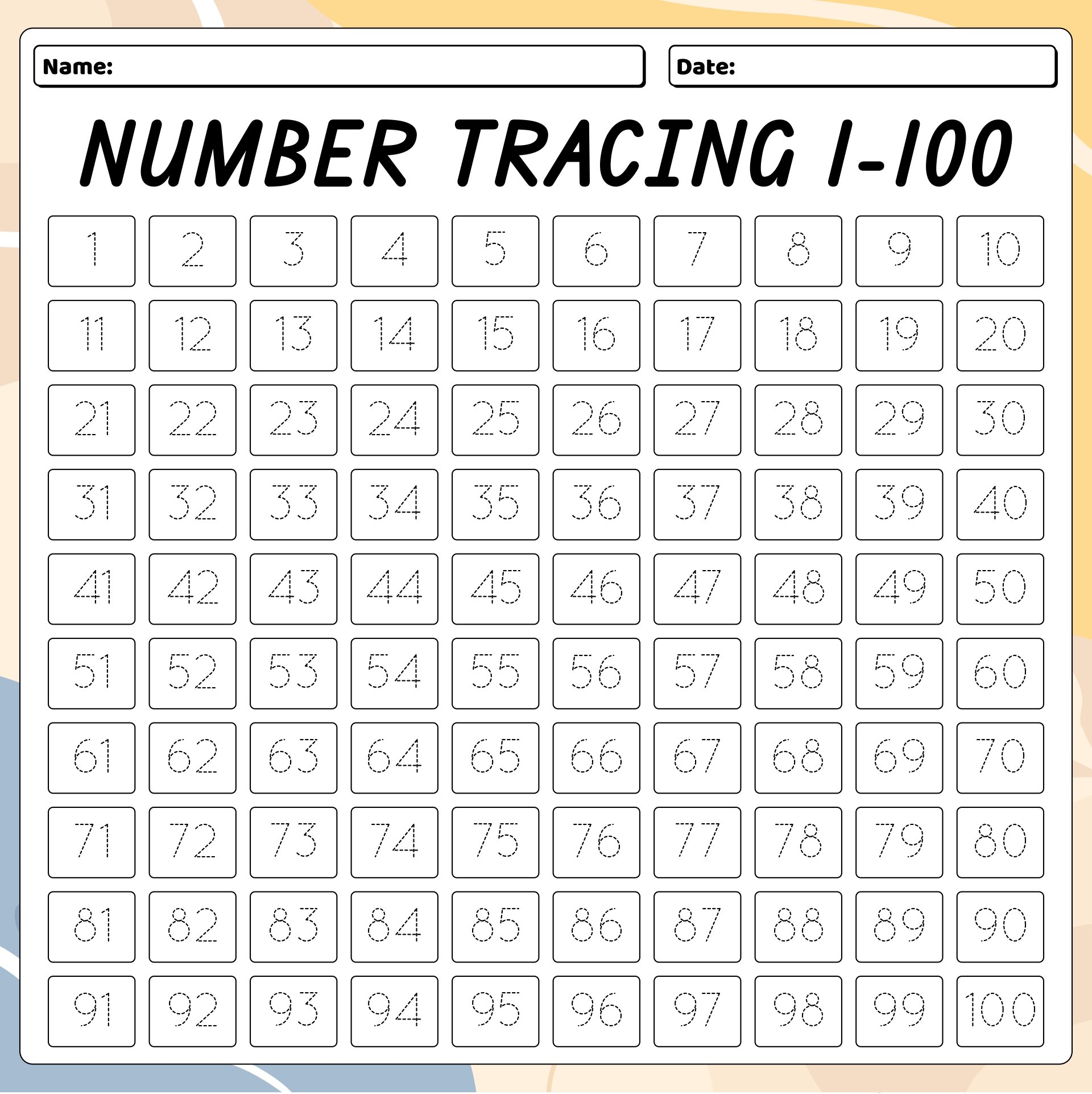 Free Printable Hundreds Charts Numbers 1 To 100 DIY Projects 