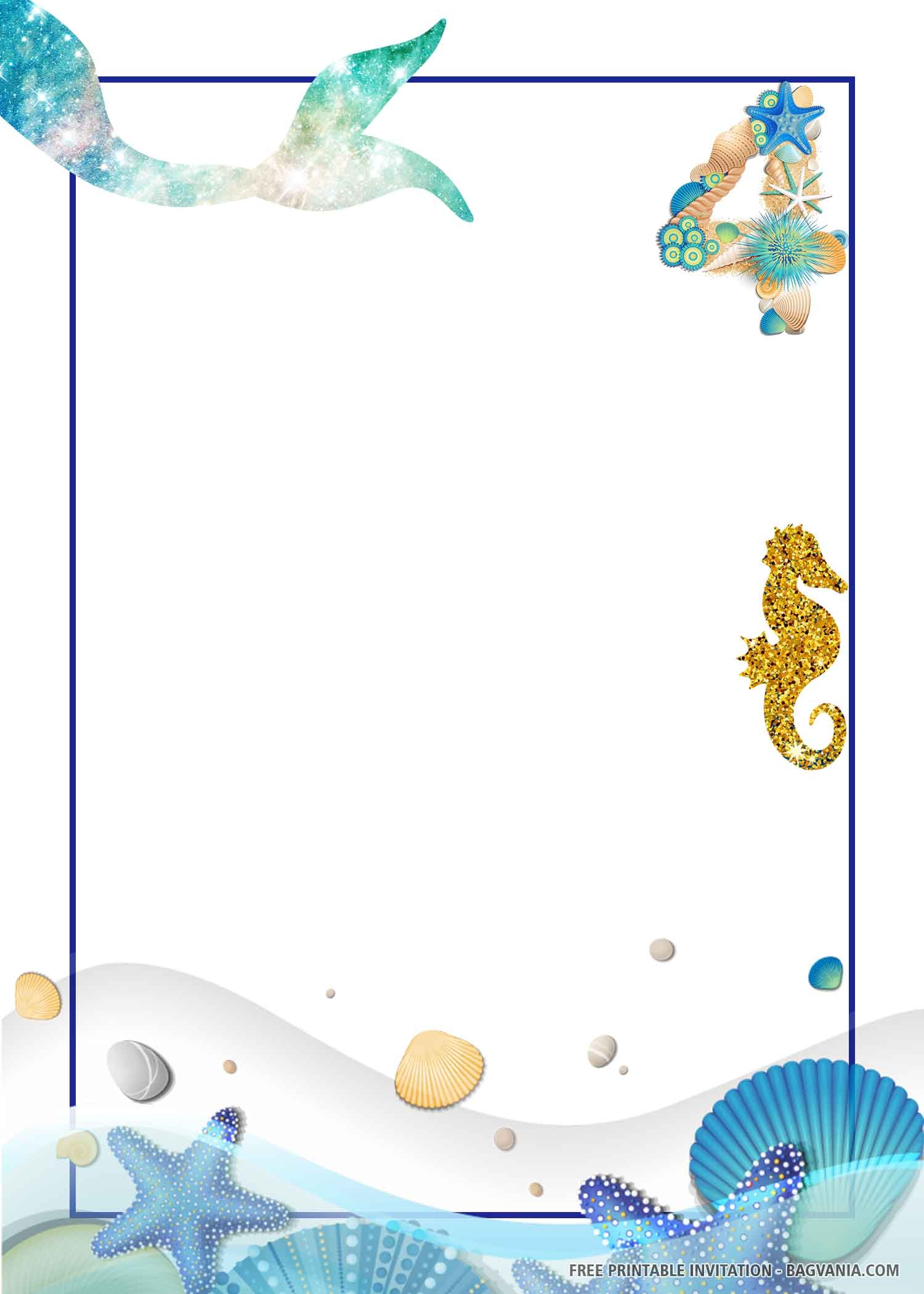 FREE PRINTABLE Mermaid Birthday Invitation Templates Bagvania 