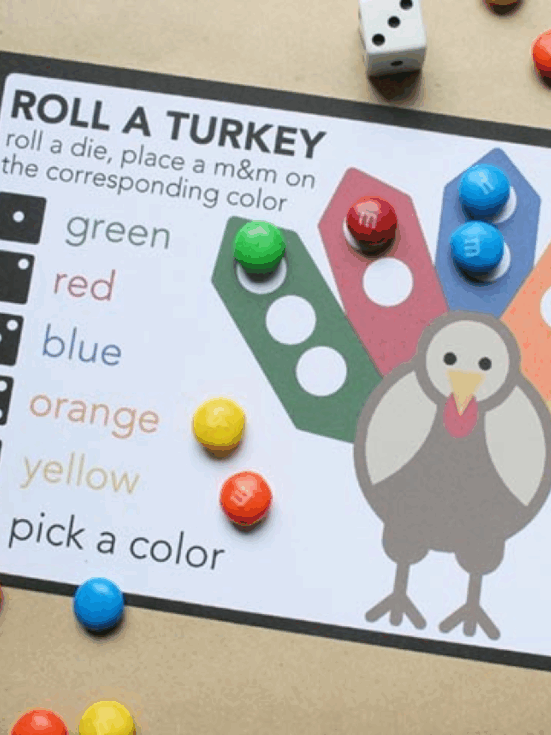 Free Printable Thanksgiving Dice Game For Kids Craftivity Designs