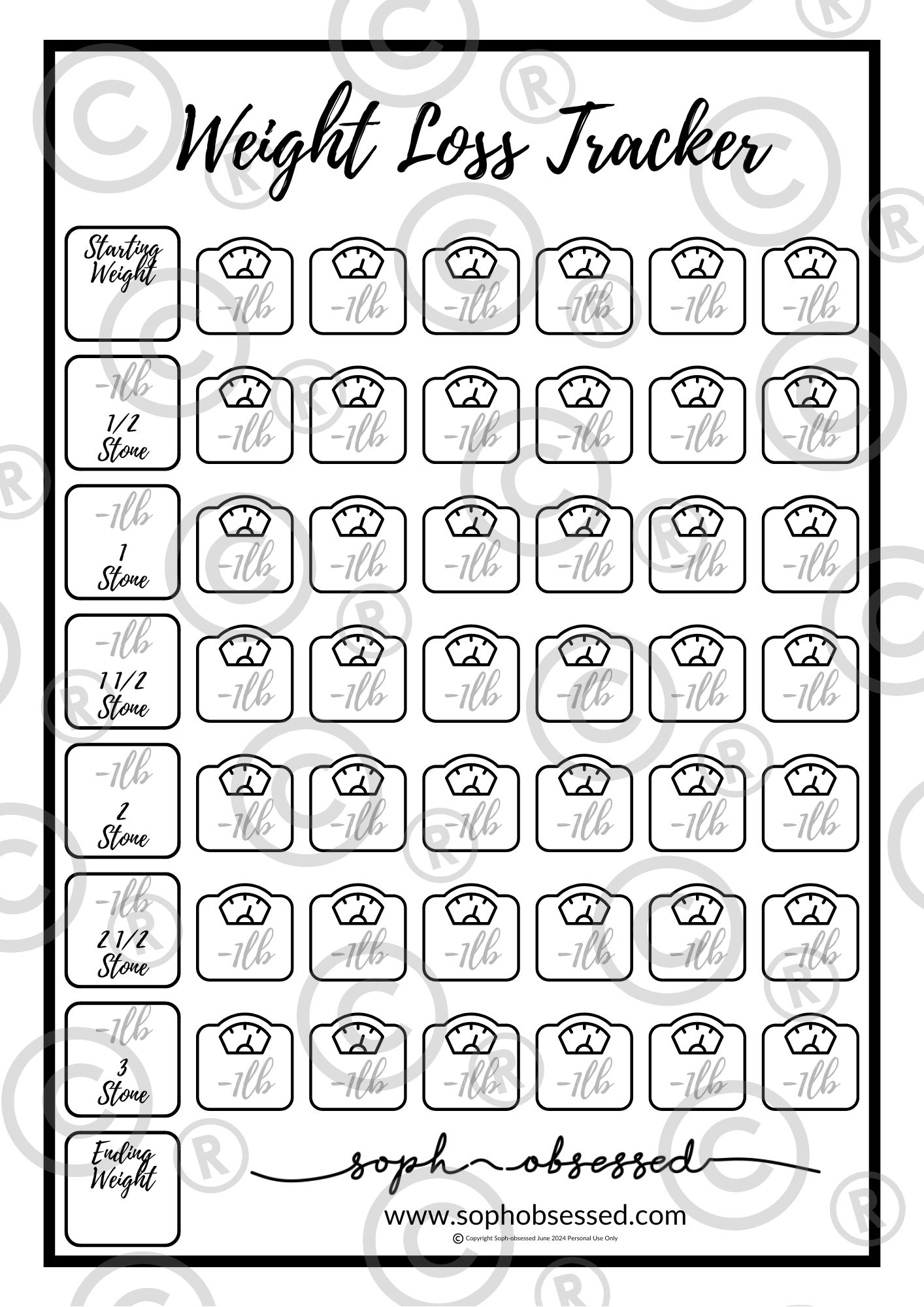 Free Printable Weight Loss Coloring Chart