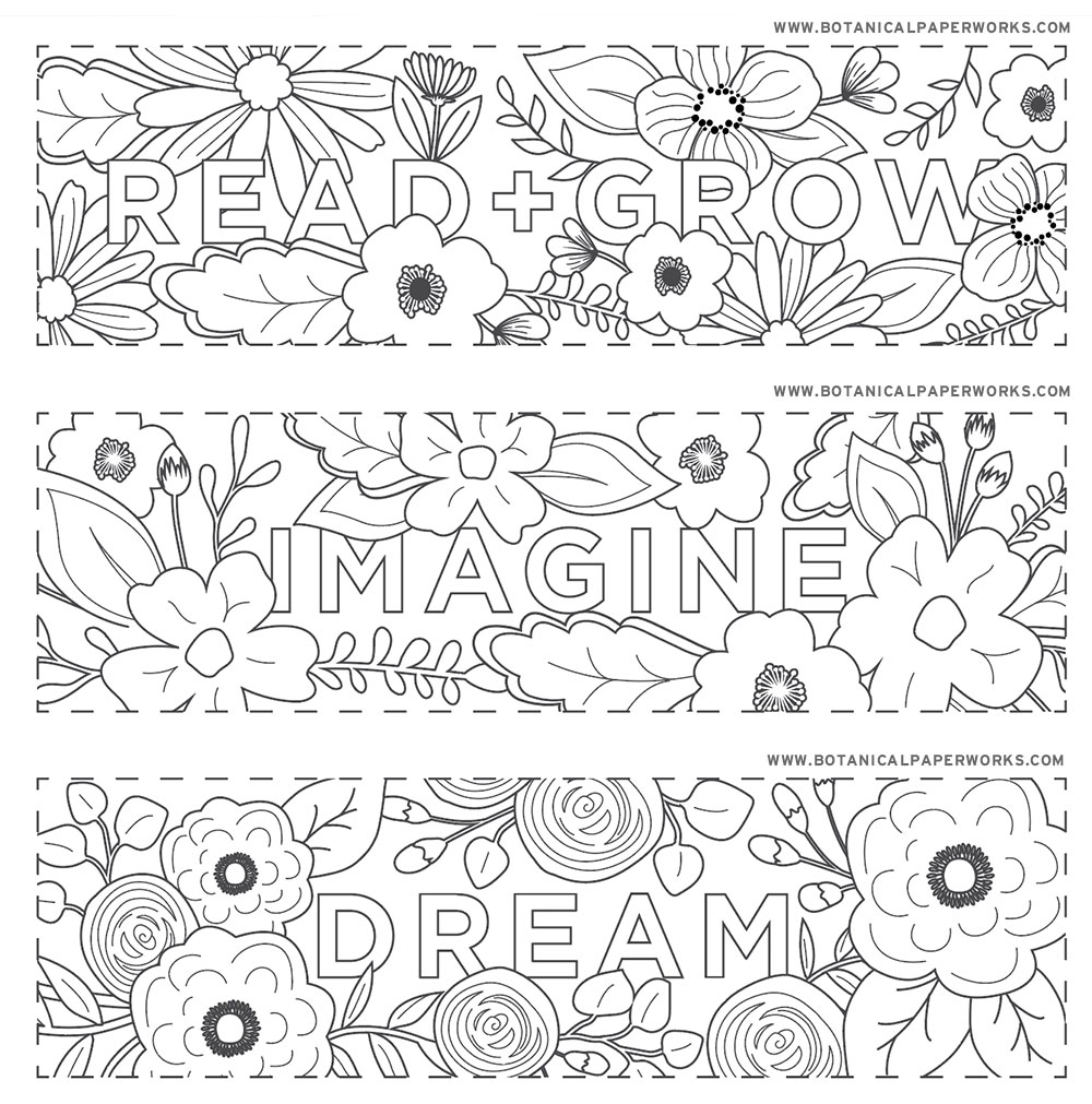 Free Printables Read Grow Coloring Bookmarks For Back to School