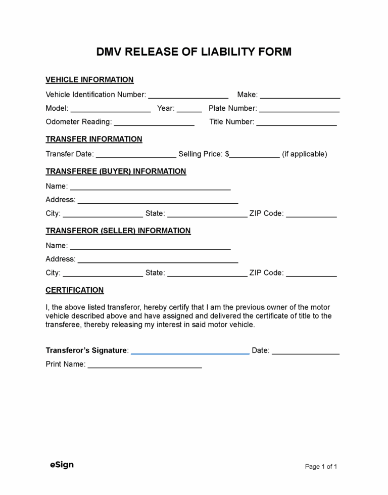 Free Release Of Liability Waiver Forms 20 PDF Word