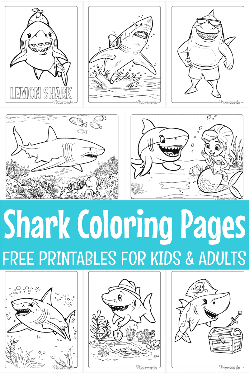 Free Shark Coloring Pages For Kids U0026 Adults PDF Printables