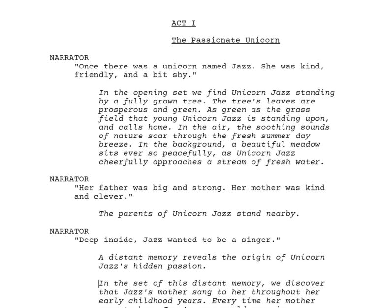 Free Theater Playwright Scripts For Elementary School Students And Drama Teachers Unicorn Jazz