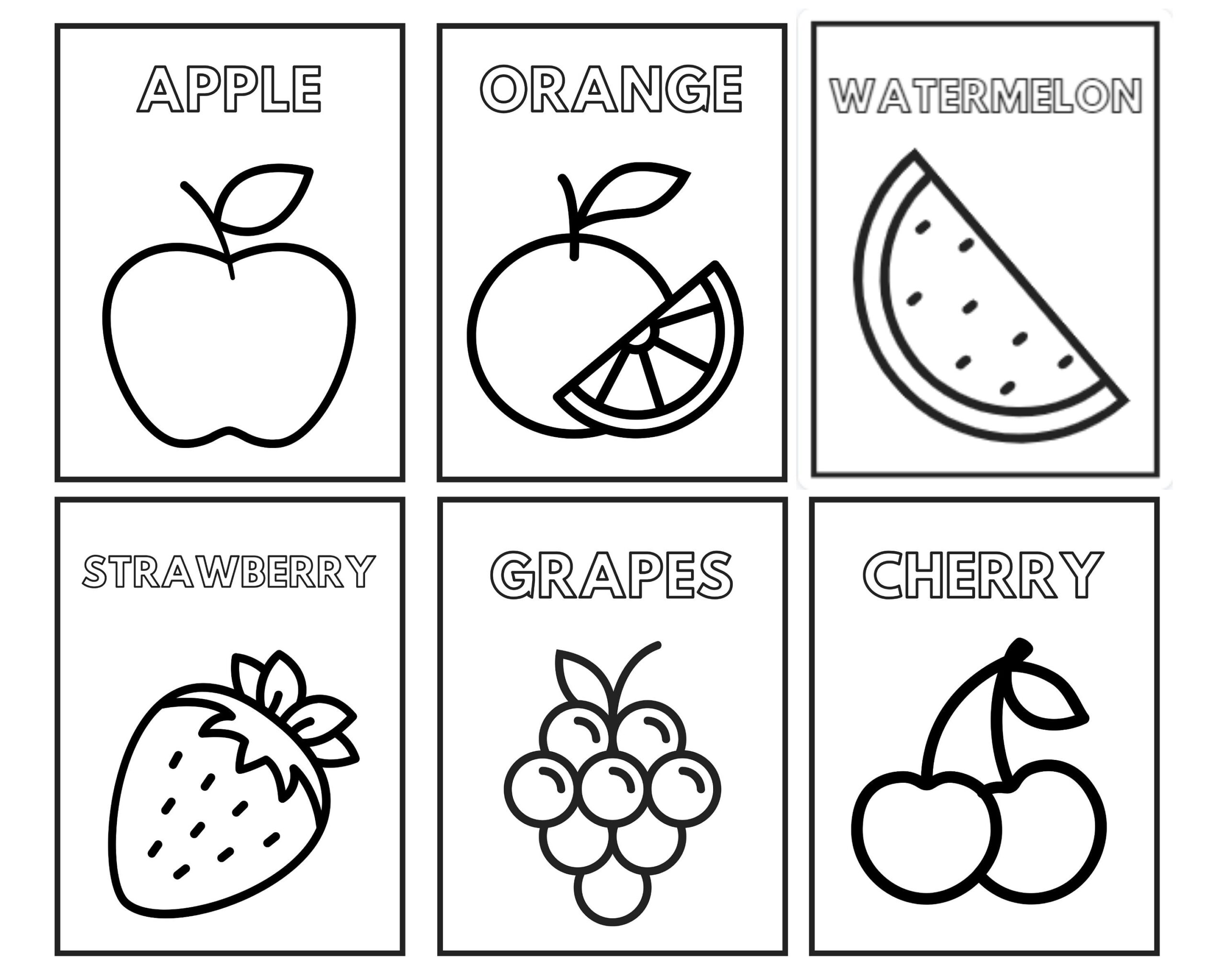 Fruit Coloring Pages Printable Coloring Pages Fruit Simple Printable Coloring Pages For Kids Toddlers Preschoolers Etsy