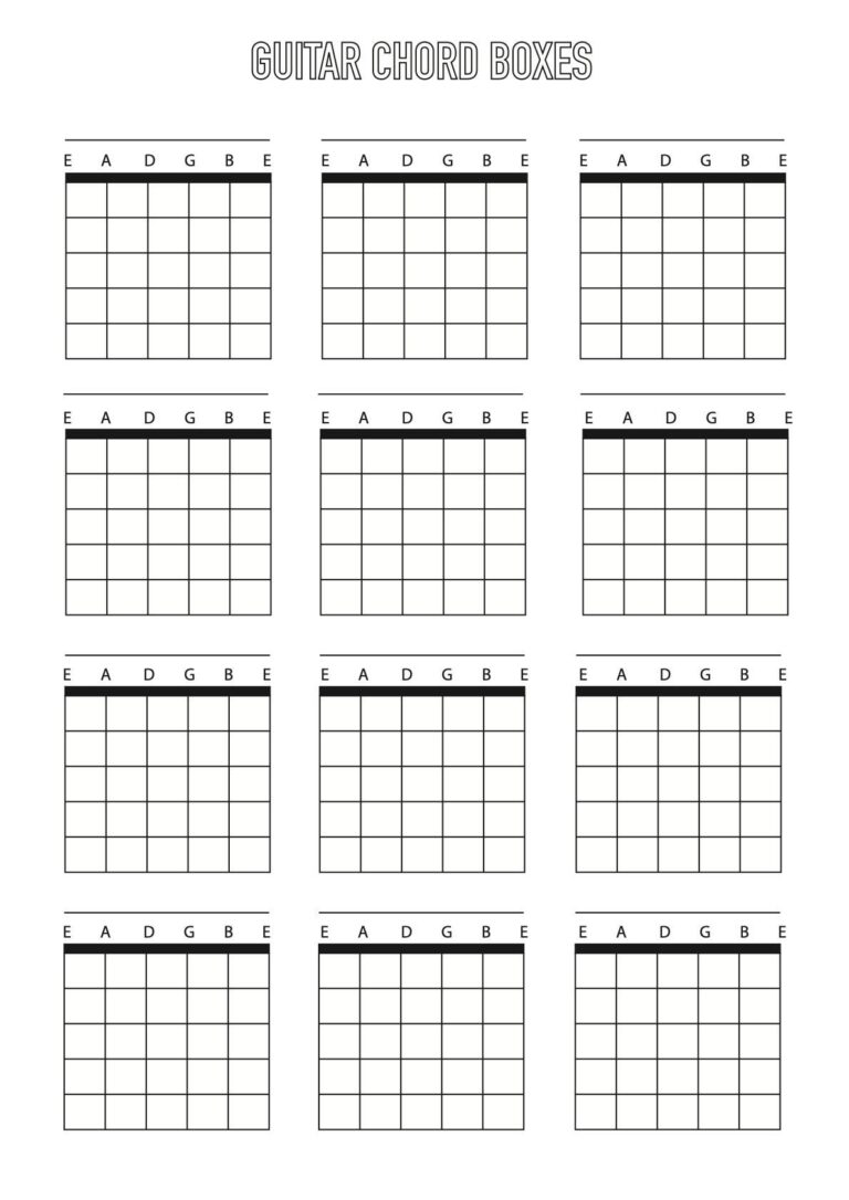 Guitar Chord Box Sheet Downloadable Template A4 Blank 6 String Etsy