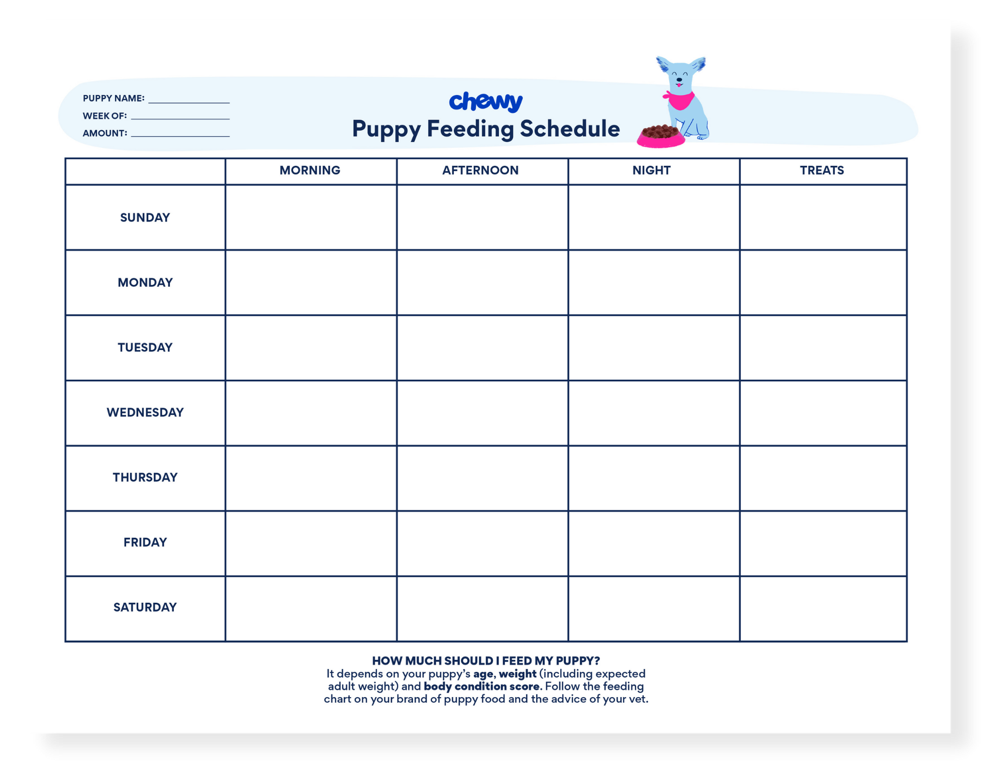 Printable Dog Feeding Chart