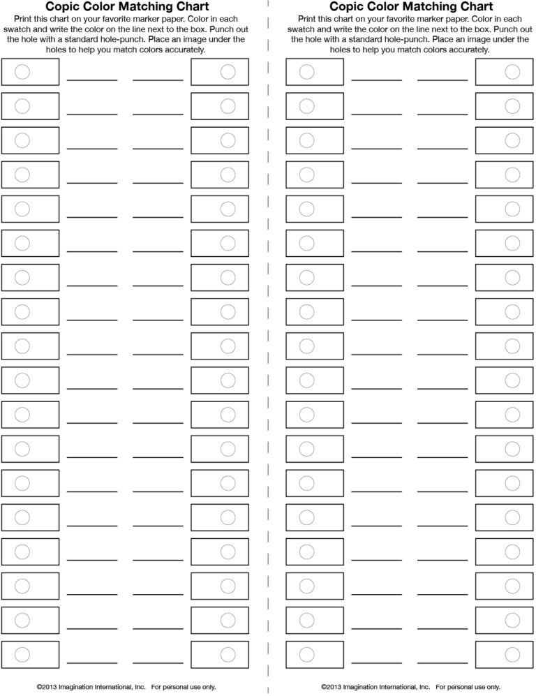 I Like Markers Helpful Color Chart