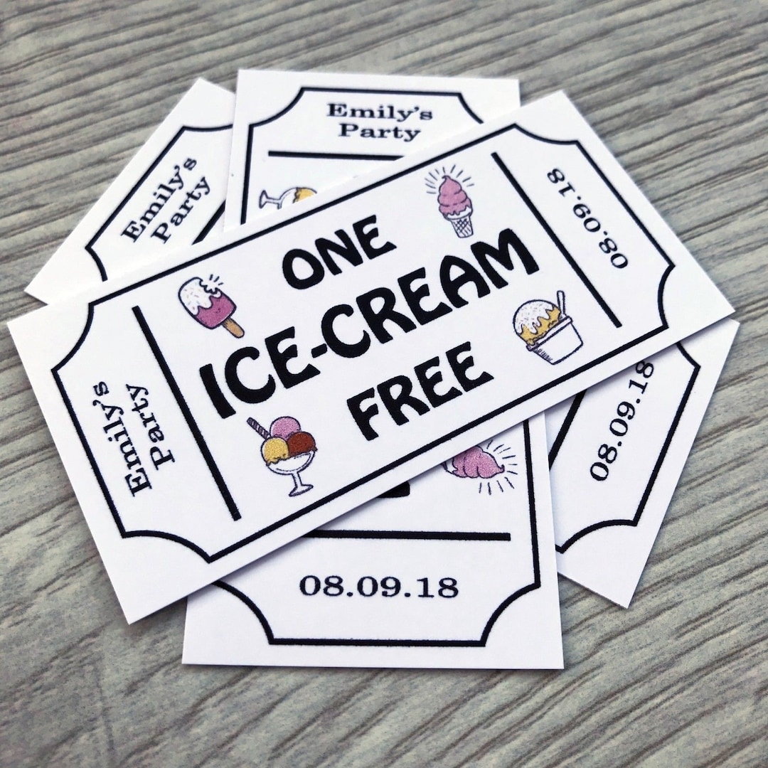 Ice Cream Tokens Personalised Wedding Tickets Qty 50 White Coupons Party Voucher Cards Vintage Custom Sweet 16 Parlour Food Truck Voucher Etsy