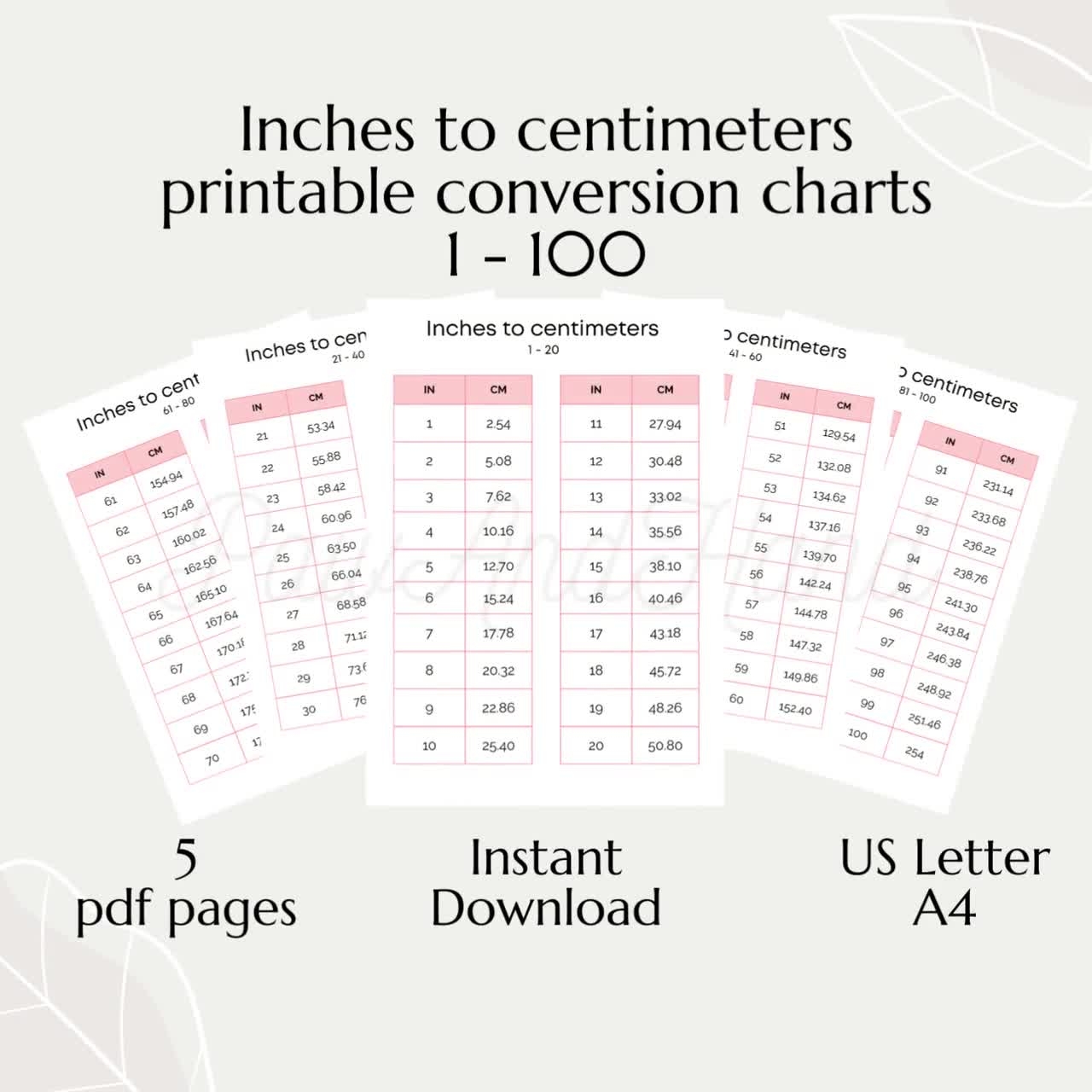 Centimeters To Inches Printable Chart