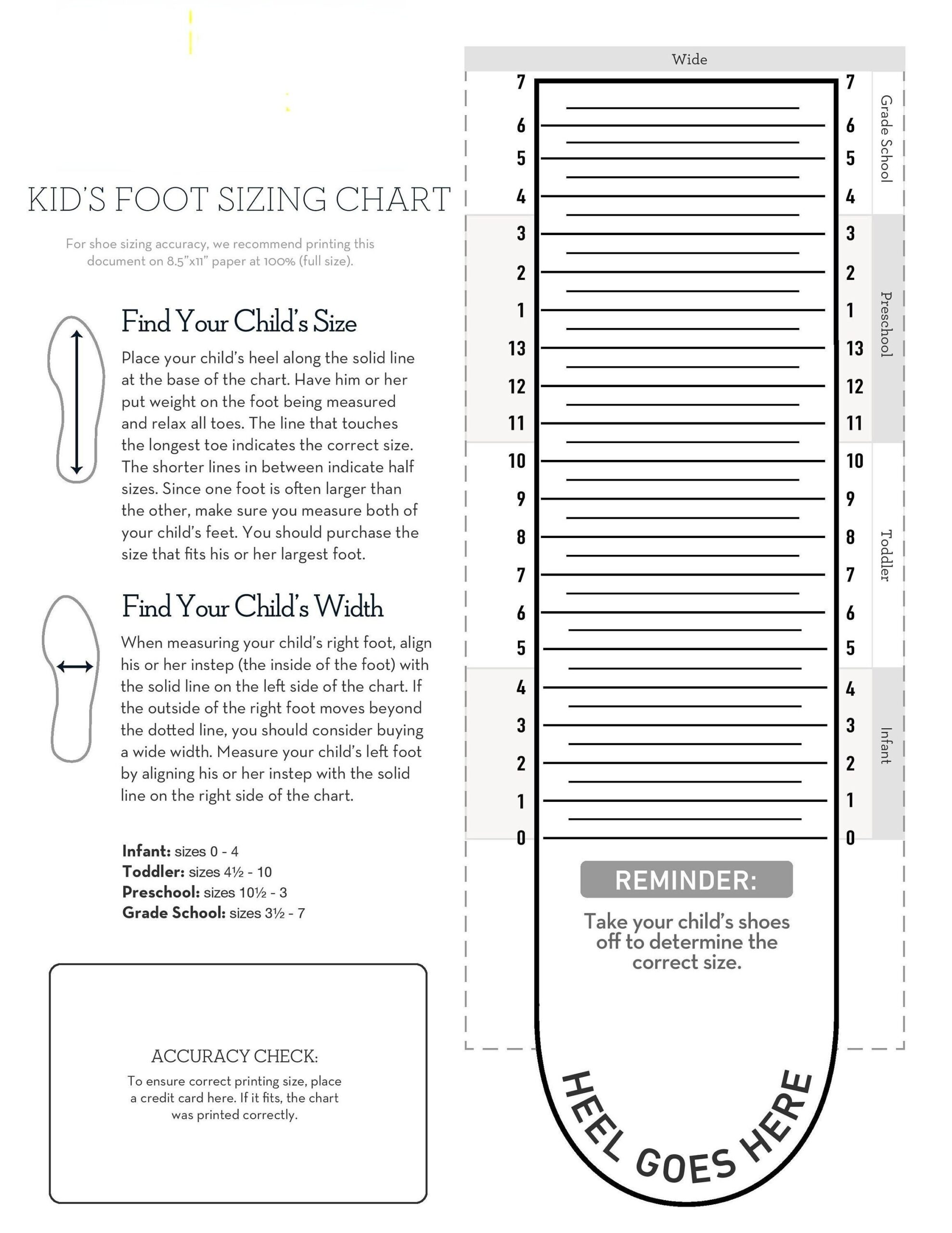 Kids Foot Sizer Charts Simple Foot Sizer Charts Child Shoe