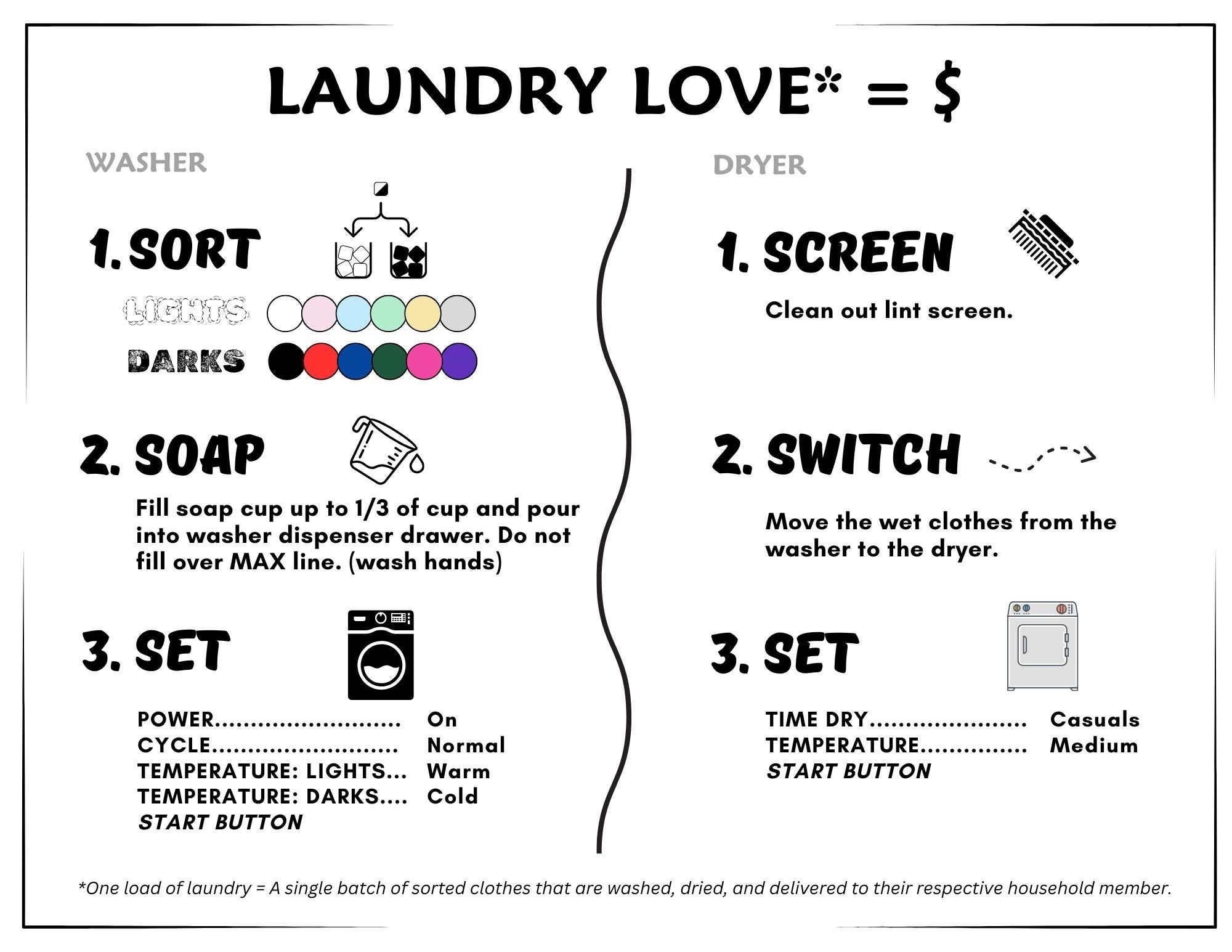 Laundry Chart Etsy