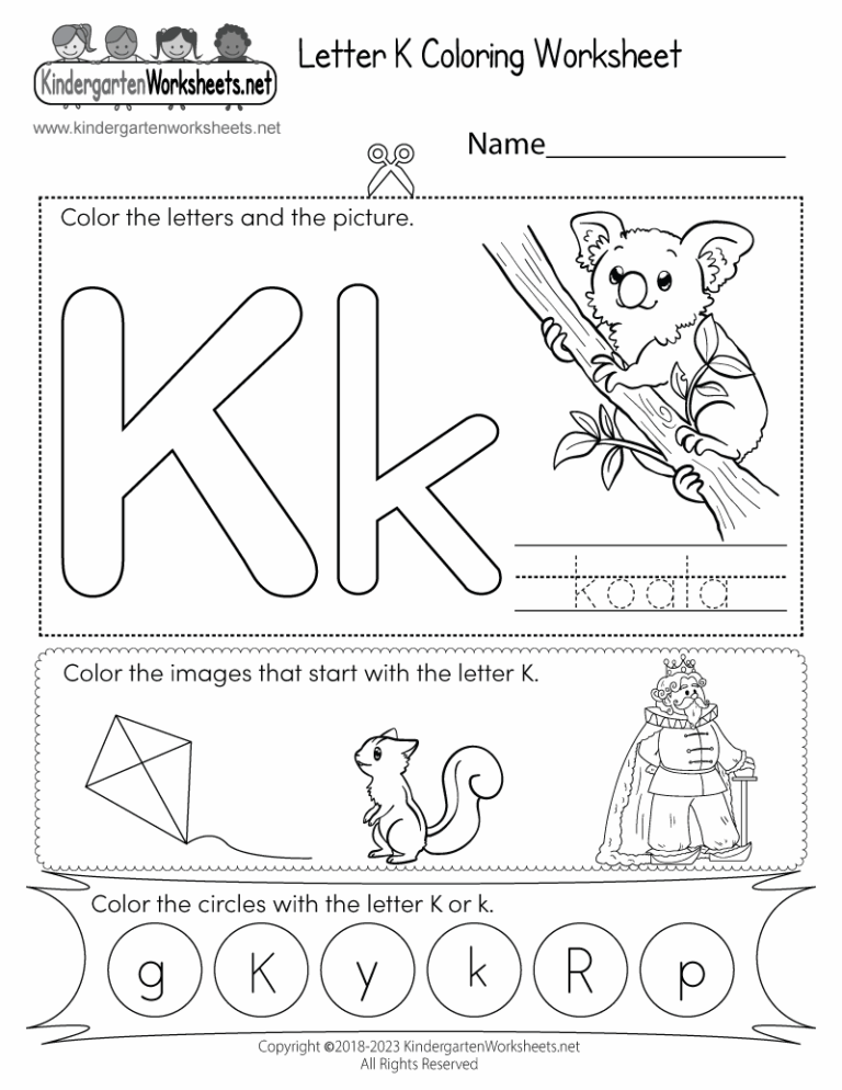 Letter K Coloring Worksheet Free Printable Digital U0026 PDF