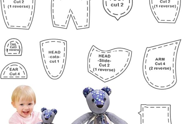 LINXINS Memory Bear Template Pattern 10 Pcs 10 Inch Acrylic Memory Bear Sewing Pattern Ruler Set DIY Teddy Bear Patterns Sewing Decoration For Use In