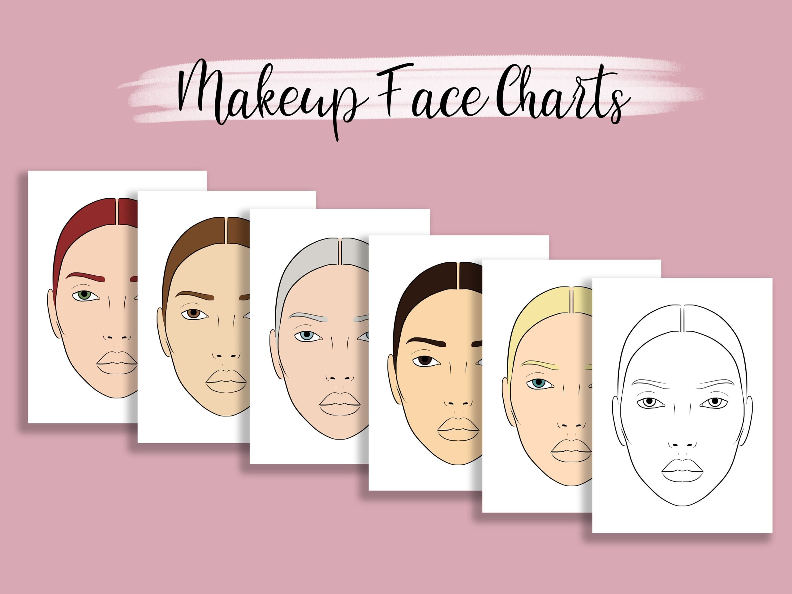 Makeup Face Charts For Artists Printable U0026 Procreate Templates 