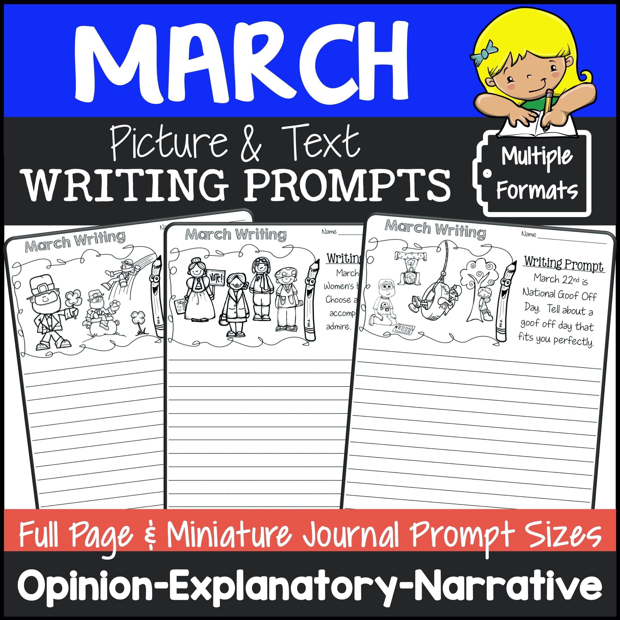 March Picture Writing Prompts Opinion Explanatory Narrative Made By Teachers