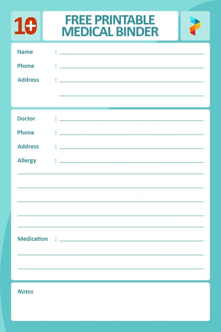 Medical Binder 10 Free PDF Printables Printablee