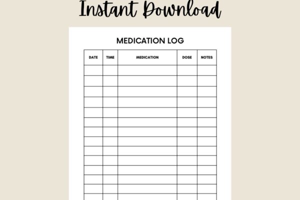 Medication Log Printable Medication Tracker Medication Chart Daily Medication Log Report Schedule Medication List Template Planner PDF Etsy