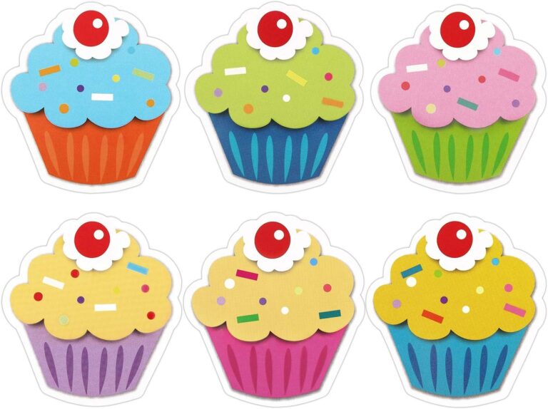 Mini Colorful Cupcake Cut Outs 72 Pieces 6 Styles 3 Inch