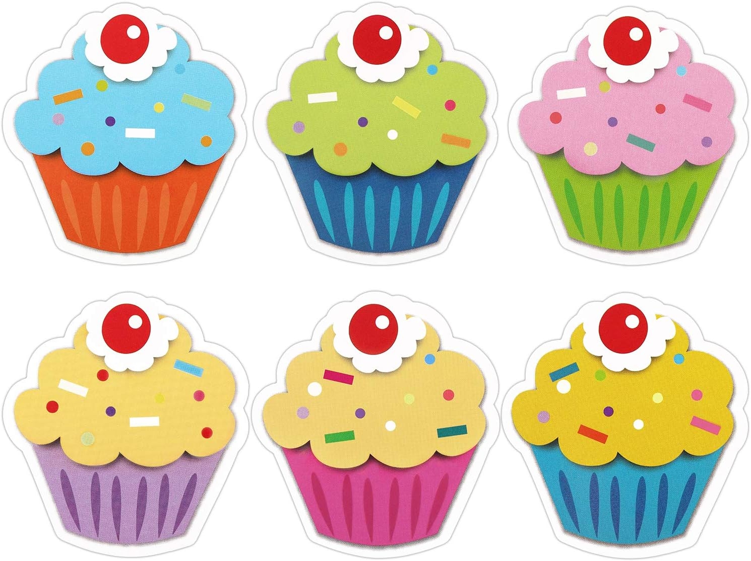 Mini Colorful Cupcake Cut Outs 72 Pieces 6 Styles 3 Inch