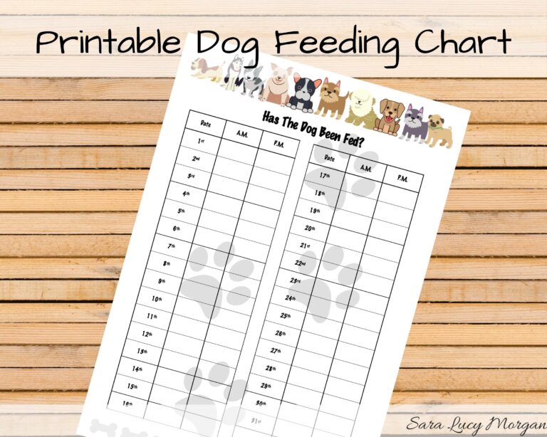 Monthly Printable Dog Feeding Chart Dog Food Schedule Pet Food Schedule Dog Food Reminder Pet Food Reminder Remember To Feed The Dog Etsy