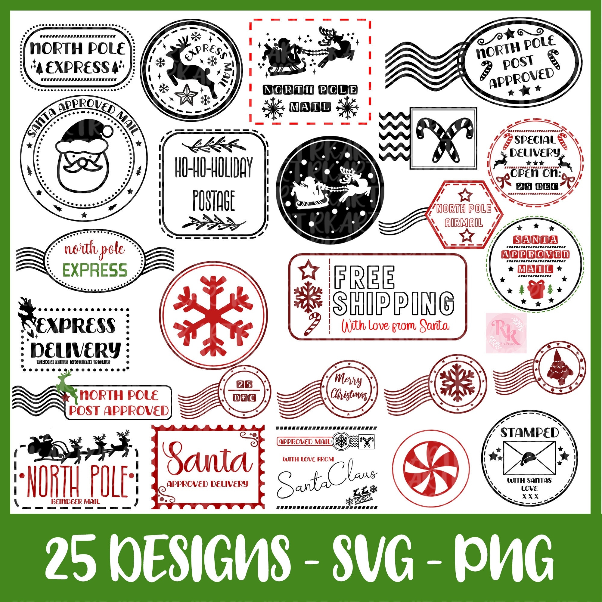 North Pole Stamps SVG Christmas Stamps SVG Santa Mail Svg 