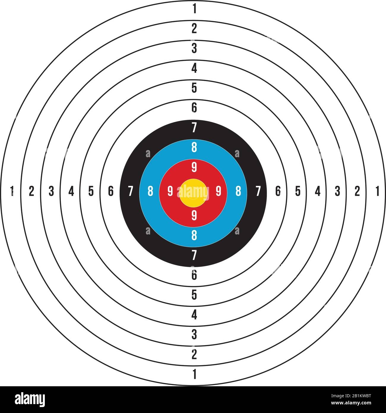 Olympic Shooting Archery Target Printable Stock Vector 