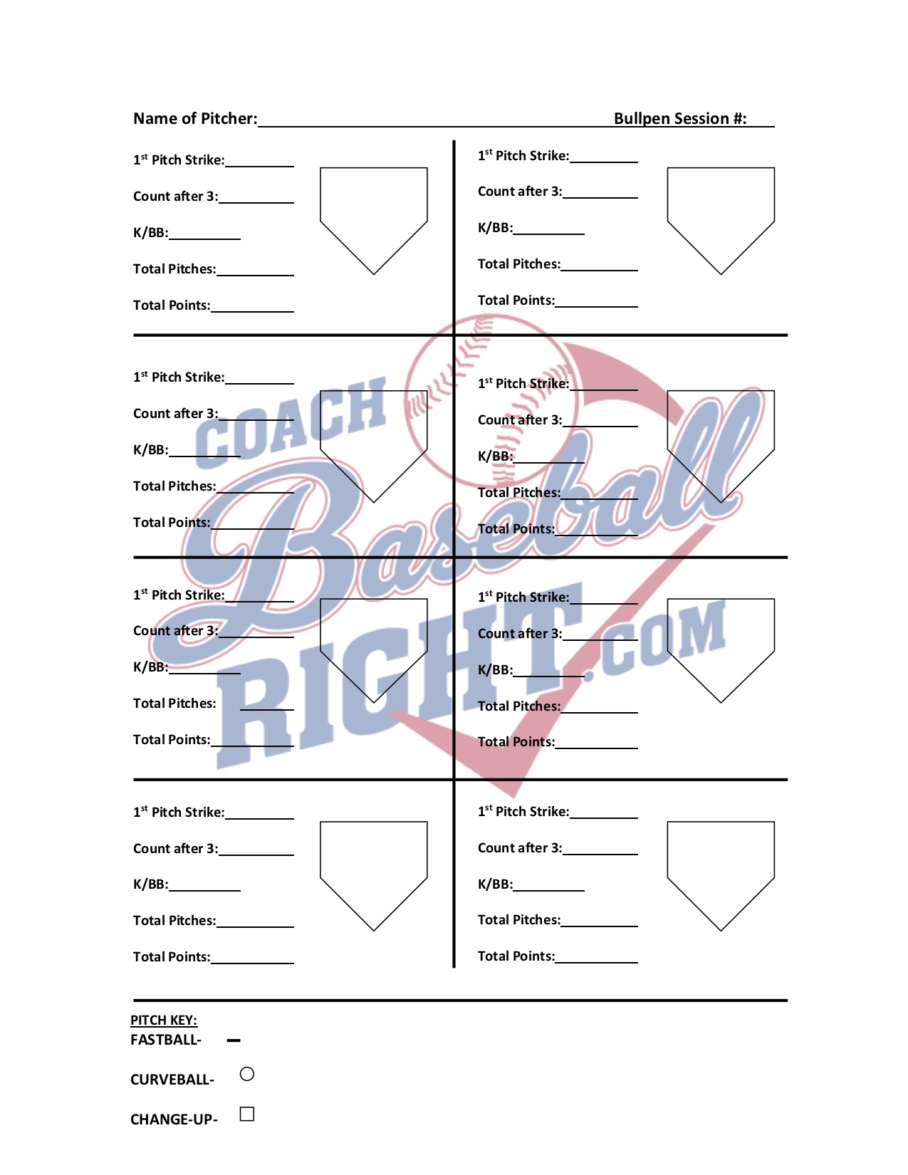 Printable Pitching Charts