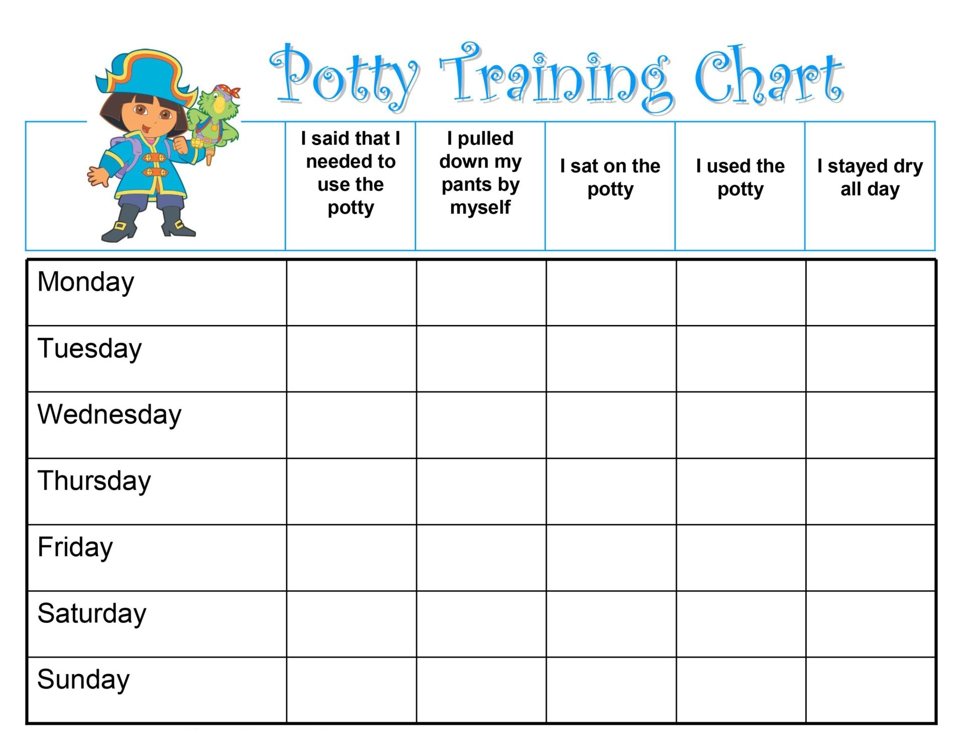 Potty Training Chart Printable Pdf