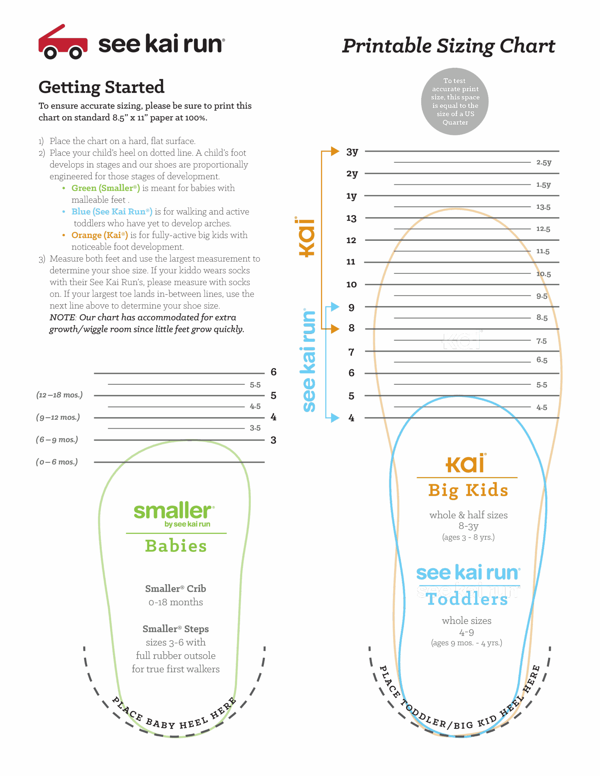 Foot Size Chart Printable