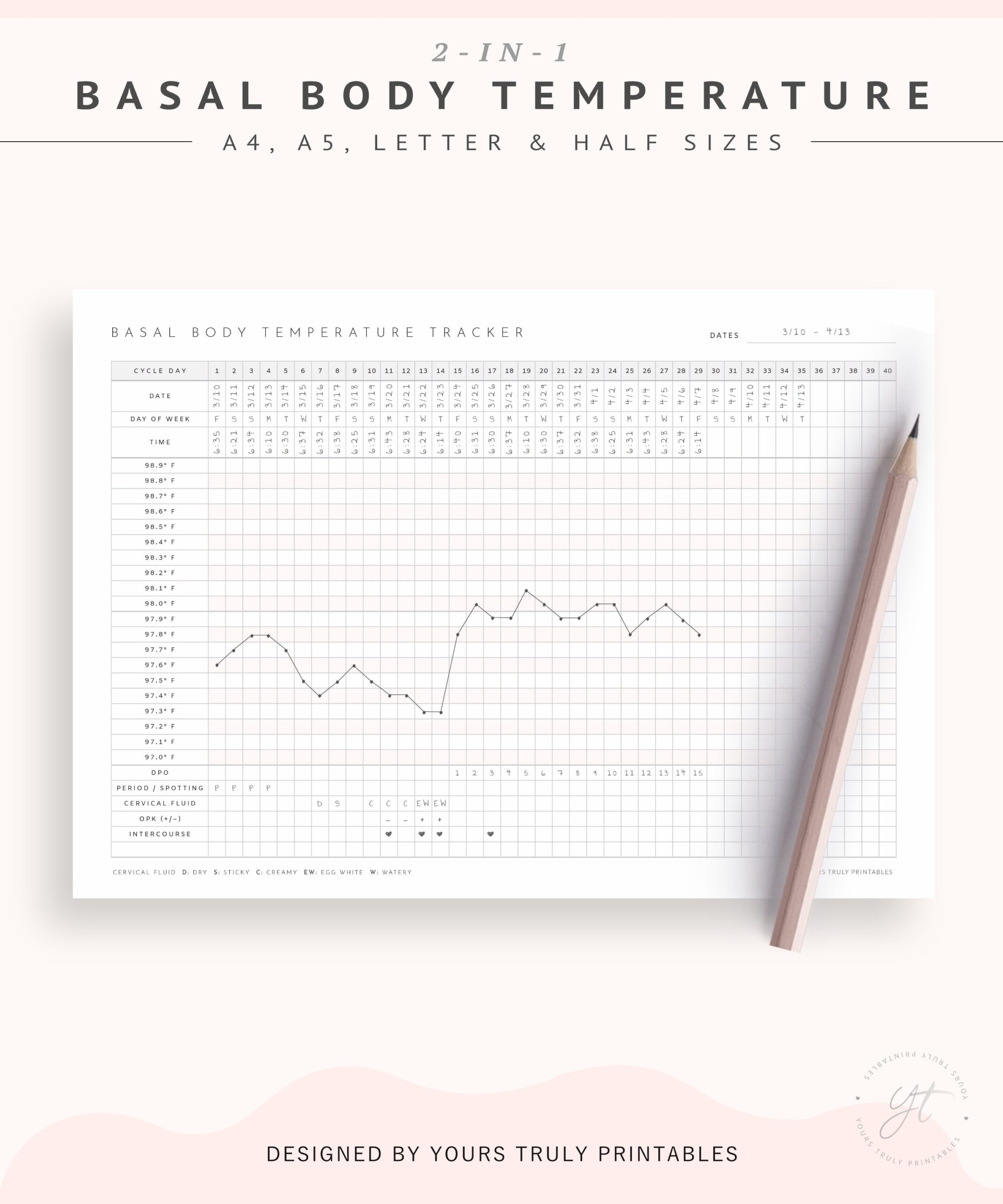 Printable Basal Body Temperature Chart PDF BBT Chart In 