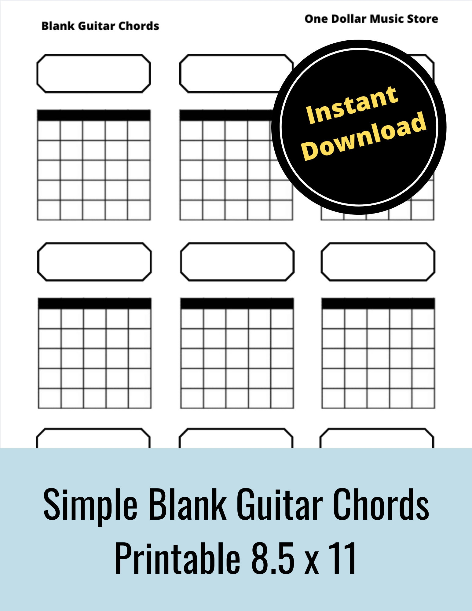 Printable Blank Guitar Chord Chart instant Download new Years Resolution Etsy Israel