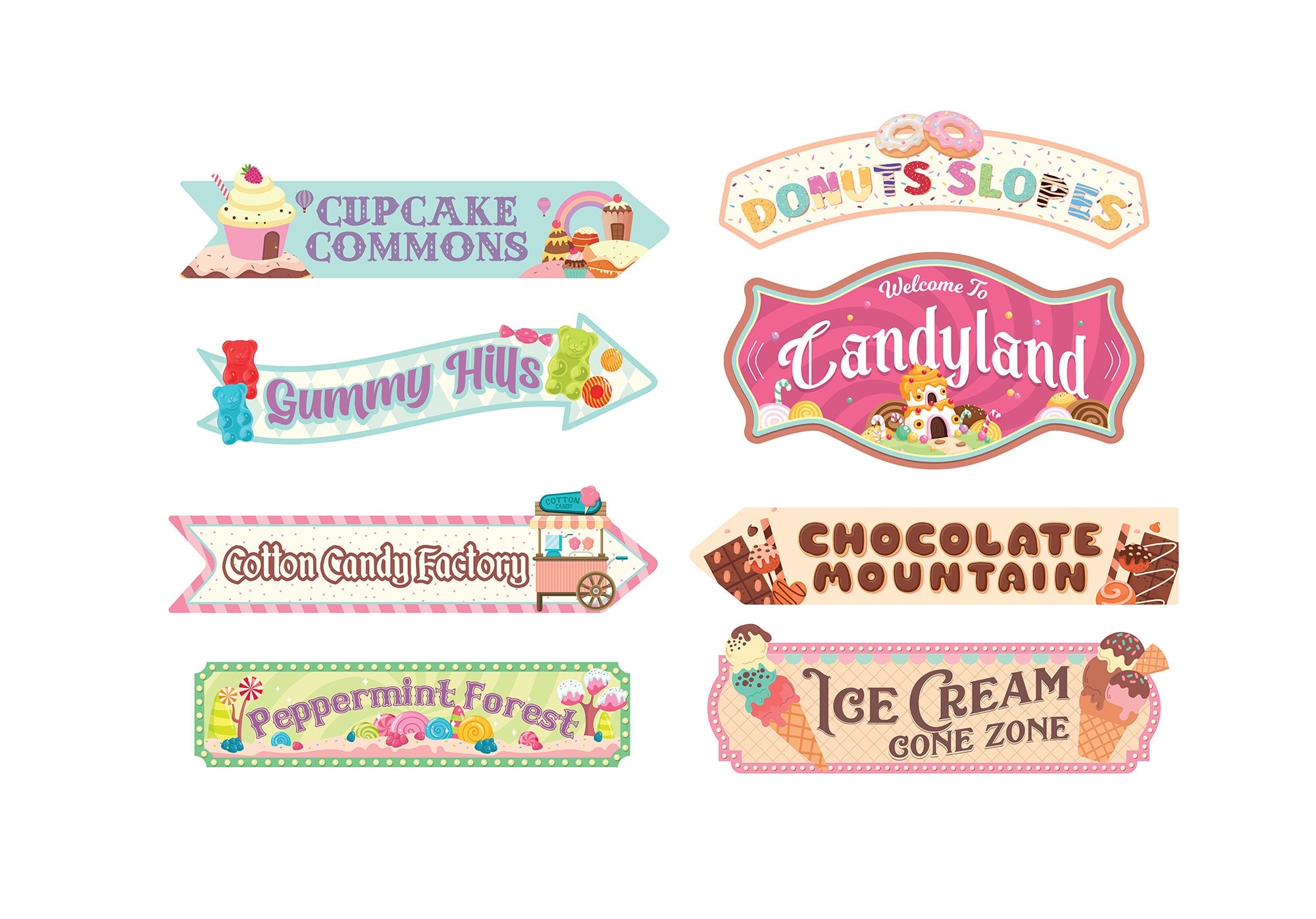 Printable Candyland Party Directional Sign Ice Cream Birthday 