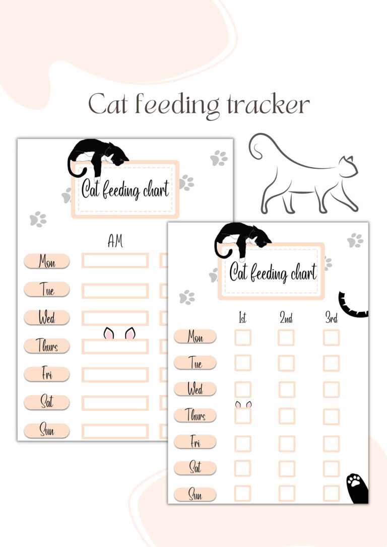 Printable Cat Feeding Chart Etsy