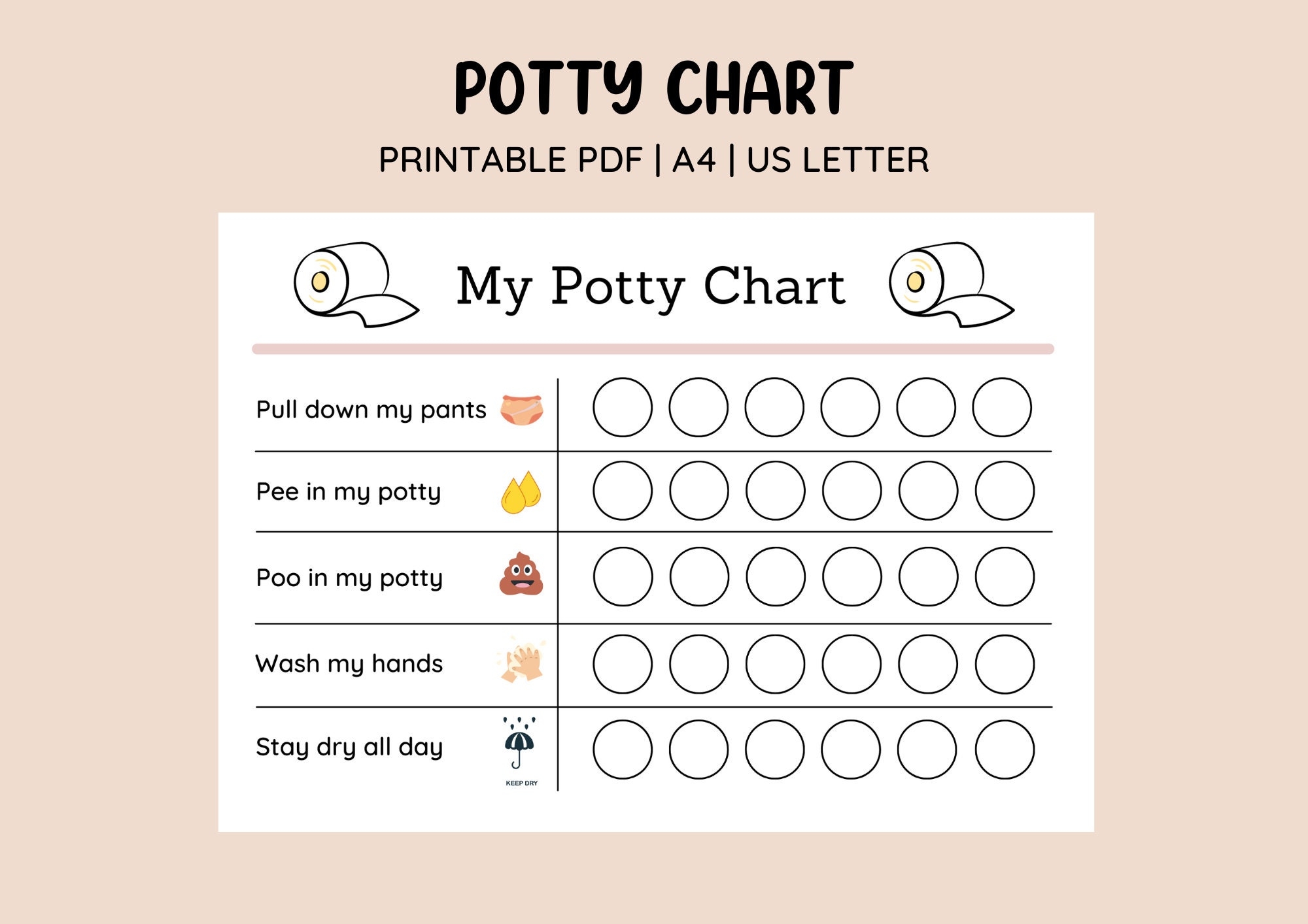 Printable Cute Potty Training Chart Sticker Chart Printable Reward Chart Toilet Training Kids Reward Chart Digital Template Etsy Australia