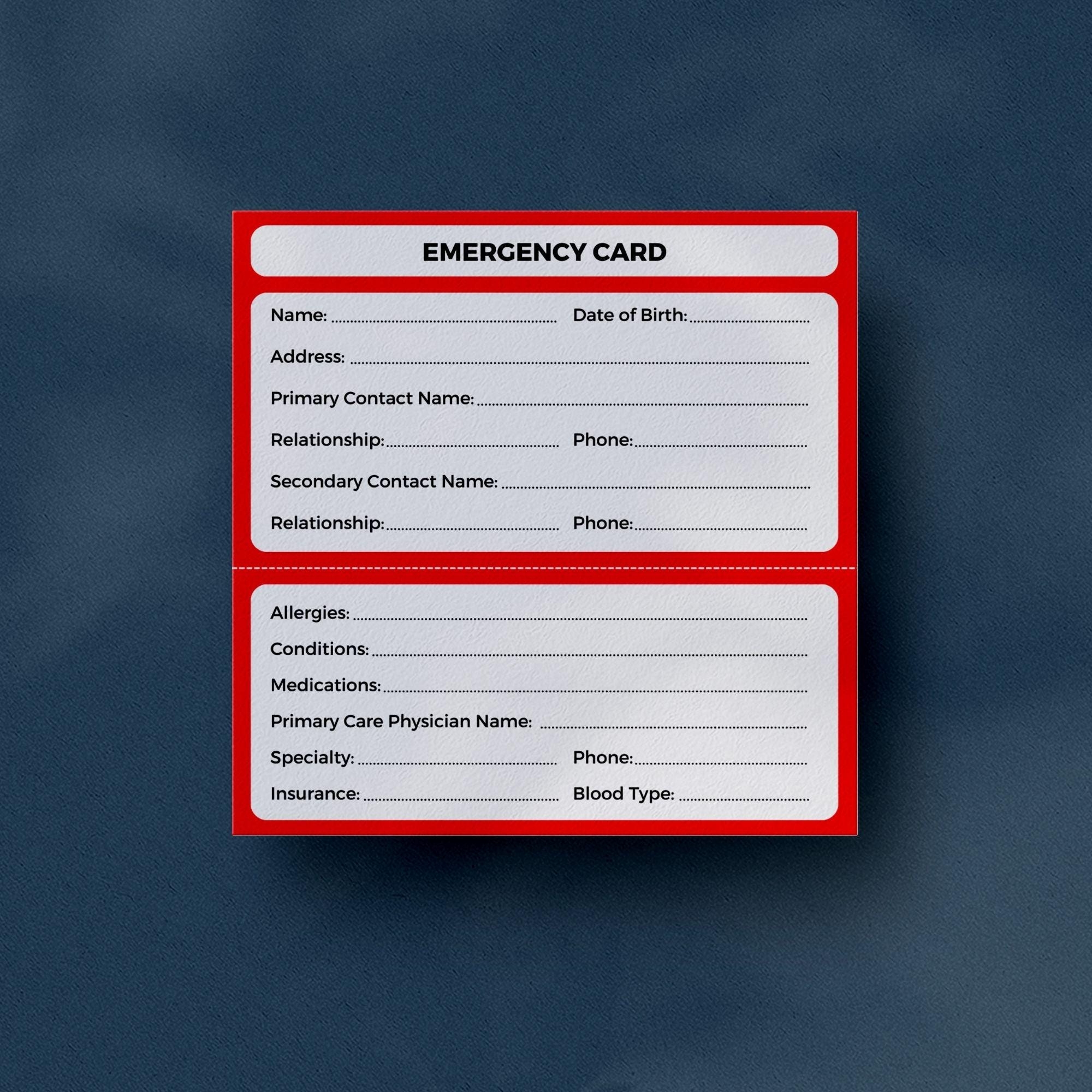 Printable Emergency Card Template Emergency Card For Wallet Emergency Contact Card Business Card Size Printable PDF U0026 Editable Canva Etsy Canada