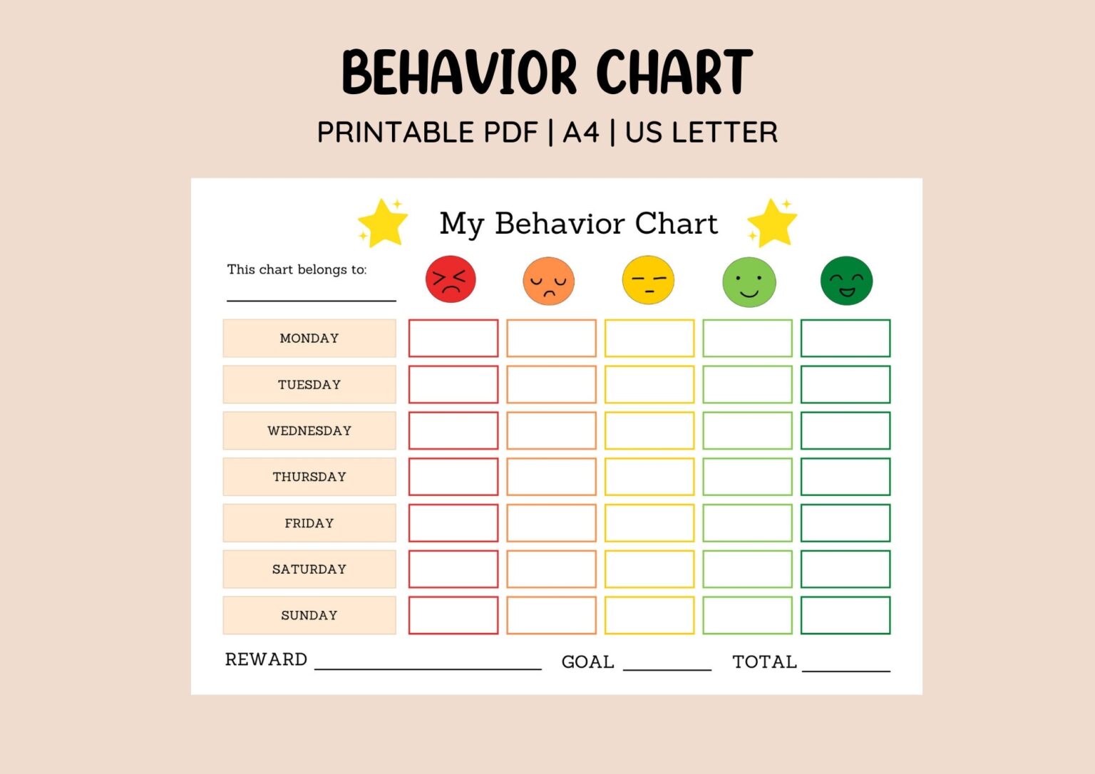 Behavior Sticker Chart Printable Printable Chart Template
