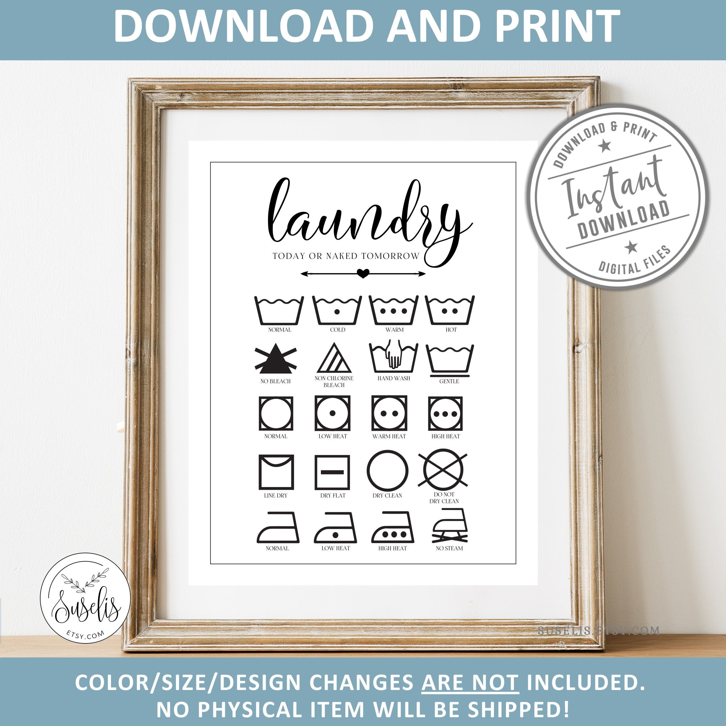 Printable Laundry Guide Wash Symbols Print Clothes Care Sign Ironing Instruction Art Laundry Symbols Poster Bathroom Decor DIGITAL Etsy UK