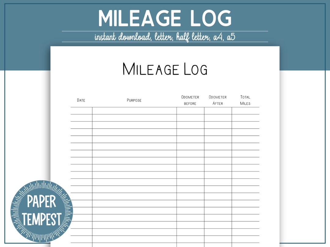 Printable Mileage Log Free