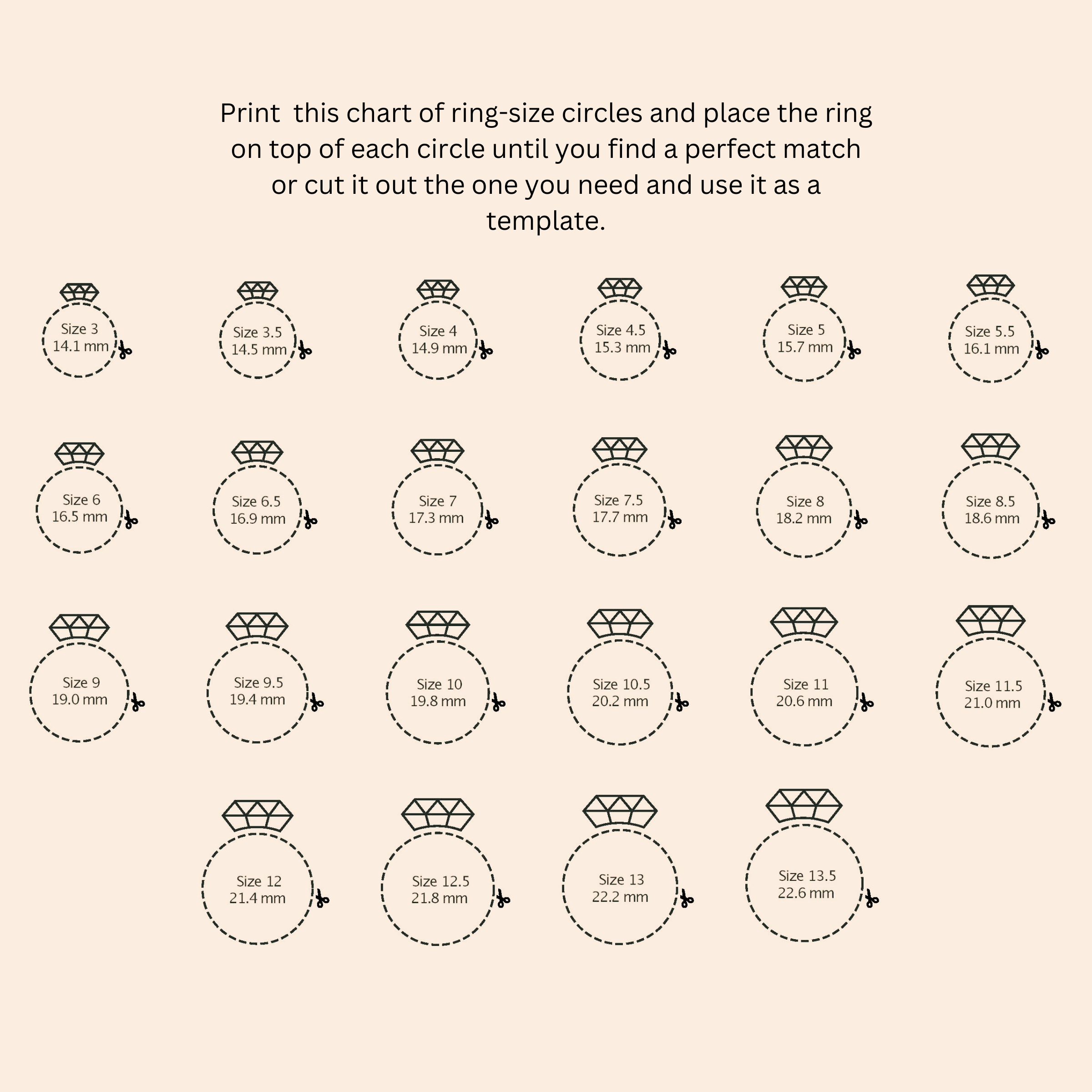 Printable Ring Sizing Chart