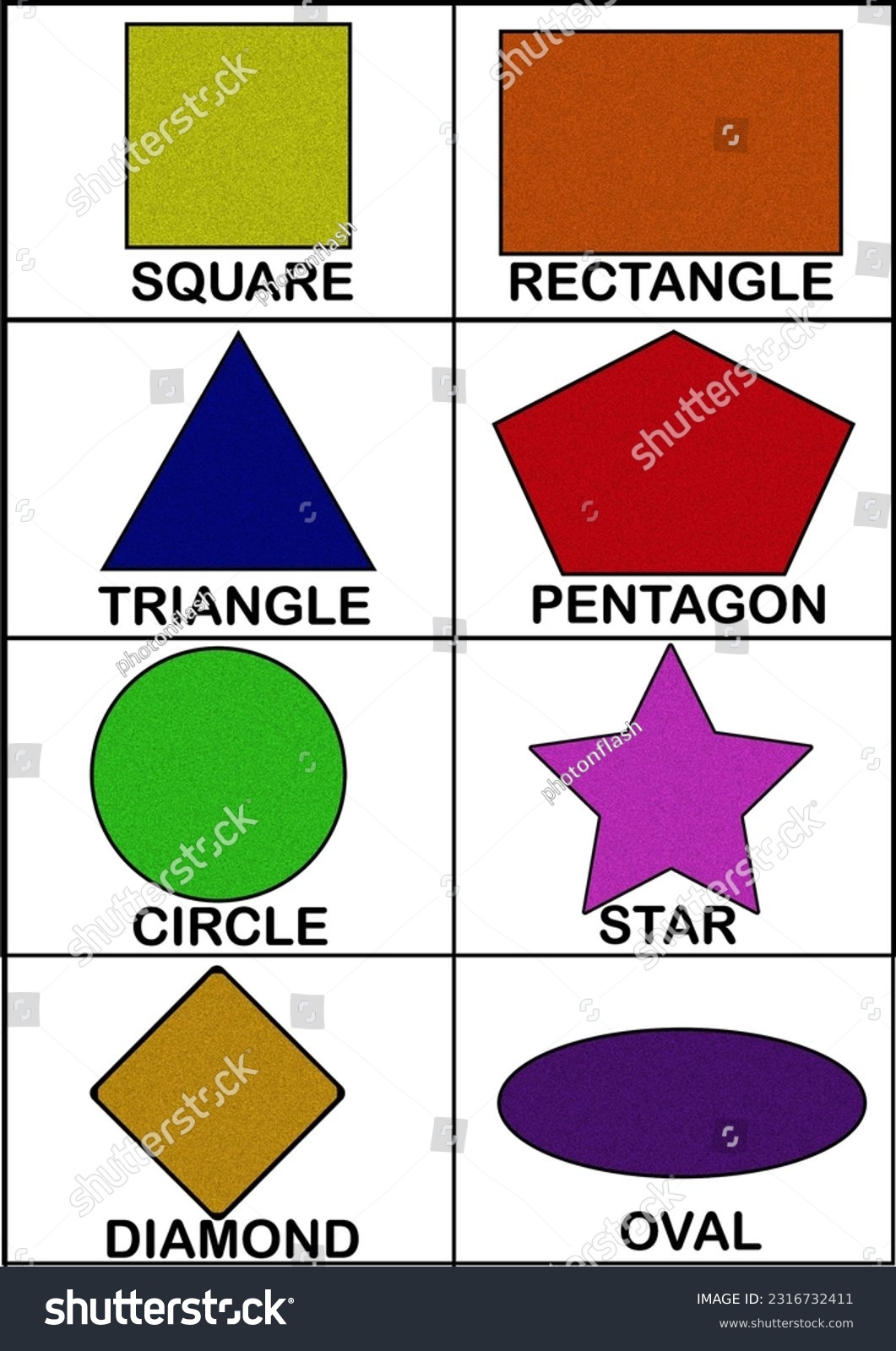 Printable Shapes Name Learning Chart Kids Stock Illustration 2316732411 Shutterstock