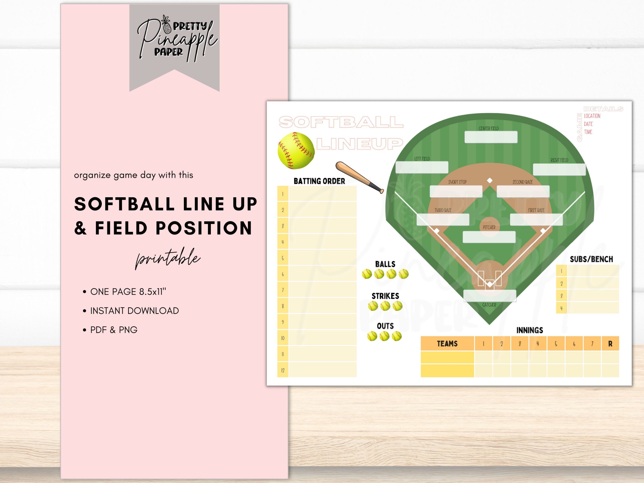 Softball Position Chart Printable